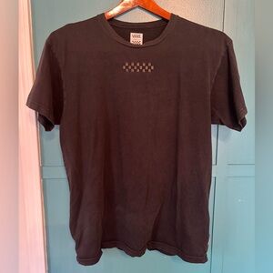 Vans Men's Black Tee with Checkered Detail 100% Cotton Size Small